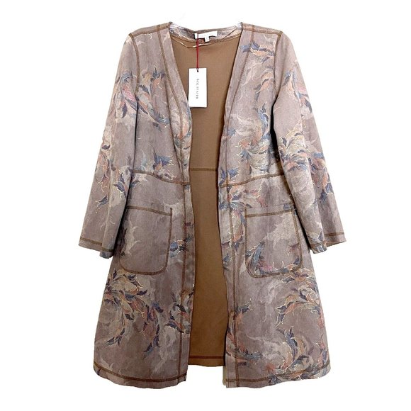 Solitaire Floral Open Front Jacket Medium NEW Art To Wear Pastel Business Casual - Picture 1 of 9